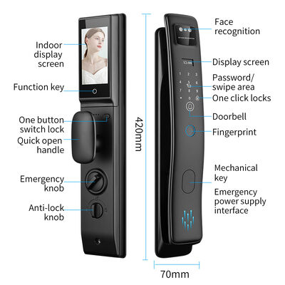 Qleung S958max Smart Door Lock with 3D HD Camera Facial Recognition and Tuya App Remote Control