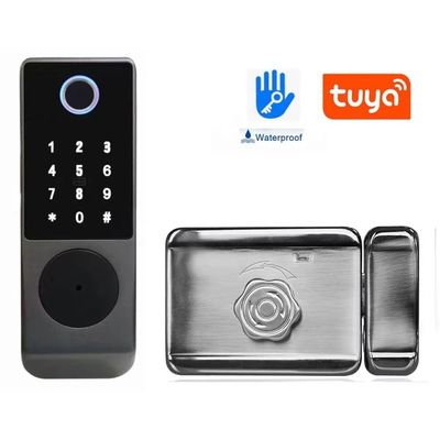 Su geçirmez akıllı kapı kilidi Tuya TTlock Parmak izi anahtarsız IC kartı Dijital kapı kilidi