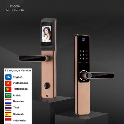 Akıllı Yaşam Parmak izi kapı kilidi Kırmızı Bronz Tuya Video Akıllı kilidi