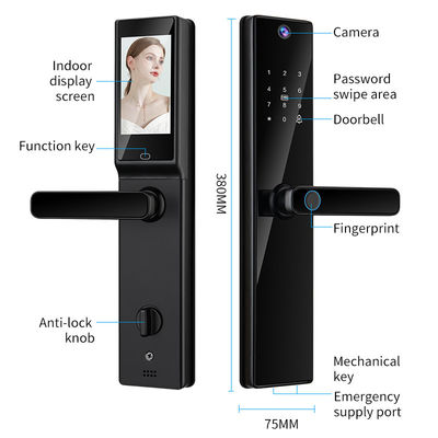 S819-2MAX Akıllı Ev Kapısı Kilit Video Intercom Parmak izi Şifresi ve Anahtar Kartı Erişimli Wifi Kamera Tuya Kapı Kilit
