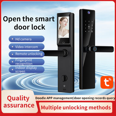 Qleung S819-2Max Tuya WiFi Parmak izi kartı anahtar kodu video araması ile akıllı kapı kilidi