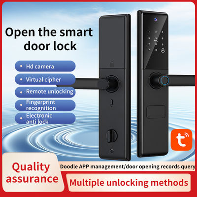 Qleung S829max Tuya Wifi APP Uzaktan Kumanda Kamera Parmak izi Şifre Kart Anahtar Akıllı Kapı Kilitli Ev Otel Ofisi