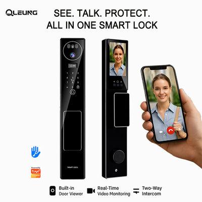 3 boyutlu yüz tanıma Tuya APP Intercom Kamera Biometrik parmak izi Akıllı kilitler Ev için